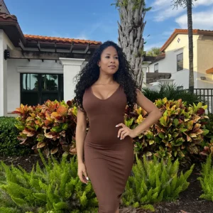 Sculpt Compression Midi Dress — Chocolate
